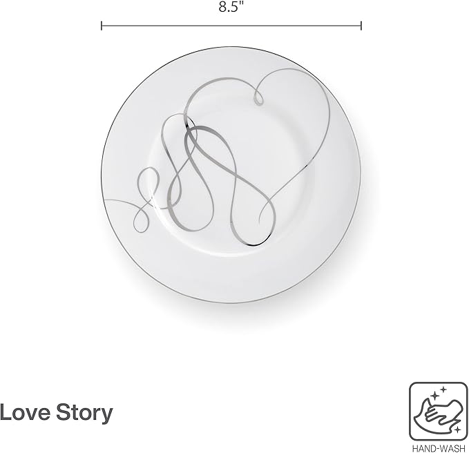 Mikasa Love Story Platinum Banded Salad Plates Set of 4 8.5-Inch