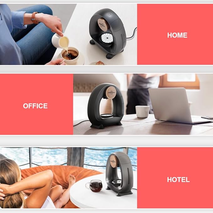 Automatic Coffee Maker for Home 240ml Drip Coffee Brewer 1400W Mini Americano Coffee Machine 185℉ Constant Temperature Silent Compatible with K-Cup Pods and Ground Coffee(Grey)