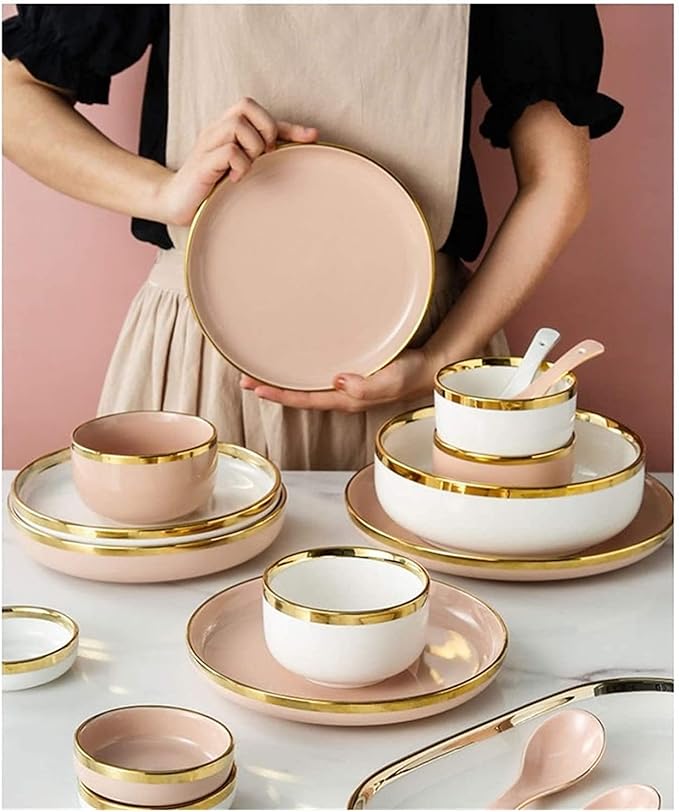 GaRcan Dinner Plate Luxurious Dinner Set for Party or Wgifts Dinnerware Set China Dinner Set Plates and Bowls Sets for Restaurant and Wgifts