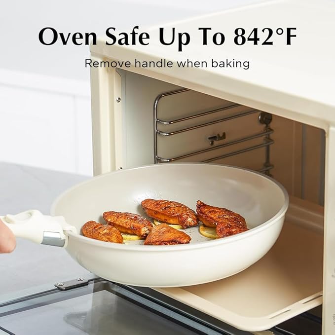 Frying Pots and Pans Set Nonstick Cookware Set with Removable Handles Induction Rv Kitchen Set with Removable HandlesWhiteThreePiece Set-5pcs-Three-piece Set