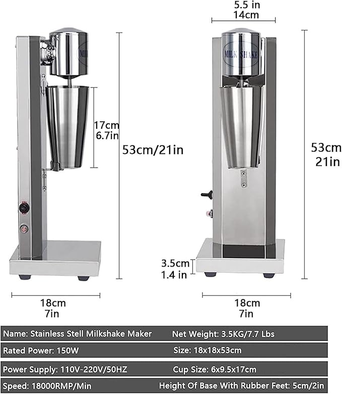 Milkshake MakerBlenders Commercial Single Head Drink Mixer Electric Stainless Steel Milkshake Maker with 800Ml Cup for Smoothie Milk Ice Cream