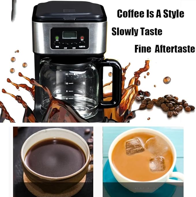 Espresso Machine Drip Coffee Maker 12-Cup Thermal Programmable Coffee Maker 950w Making Tea Drip Coffee Maker With Glass Carafe Warm Preservation Touch Screen Easy To Use