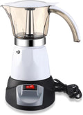 Electric Espresso Maker Transparent Coffee Maker Electric Moka Pot Portable Aluminum Espresso Machine Italian Moka Pot with Detachable Base Coffee Gift for Women Men Home Travel (White6 Cup)