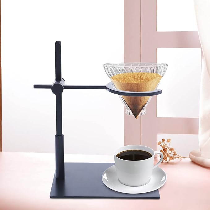 Pour Over Coffee Maker Stand Detachable Universal Coffee Stand Portable Espresso Machine Metal Dripper Stand Suitable for Coffee Grinder Stand Easy to Carry Office Home Camping Black