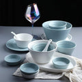 Ceramics Dinner Sets 56 Pieces Nordic Style Series Porcelain Dinnerware Combination Set | Plates and Cereals Bowls Sets for Wedding Gifts and Family PartyPink