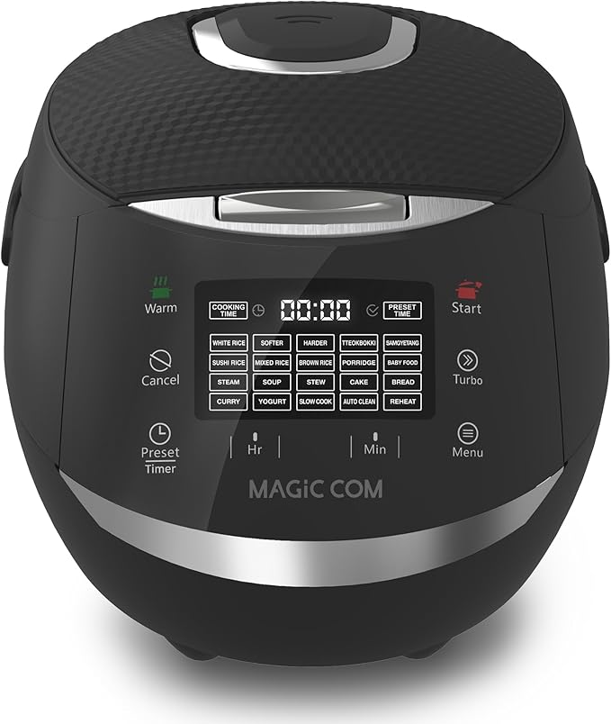 MAGiC COM multi-Functional Digital Rice Cooker 10 Cup Uncooked (20 Cup Cooked) 15-in-1 Programmable Electric Rice &amp Grain Cooker with Auto Clean Non-Stick Pot Steamer Basket 24H Delay Timer a