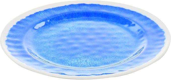 12 Piece Melamine Dinnerware Set for 4 – Lightweight Unbreakable Plates and Bowls in Teal and Blue – Outdoor Indoor Dinnerware for Camping Patio &amp Everyday Use (Blue)