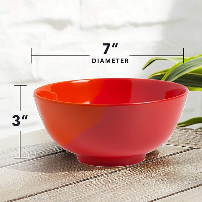 Melamine Serving bowls | Extra Durable Melamine Pasta Salad Bowl | Shatter-Proof and Chip-Resistant | Dishwasher Safe BPA Free | Lightweight Dinnerware Set of 4 | Perfect for Parties Picnics BBQ