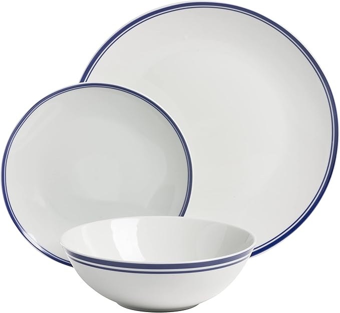 Café Stripe 12 Pc Dinnerware Set Blue