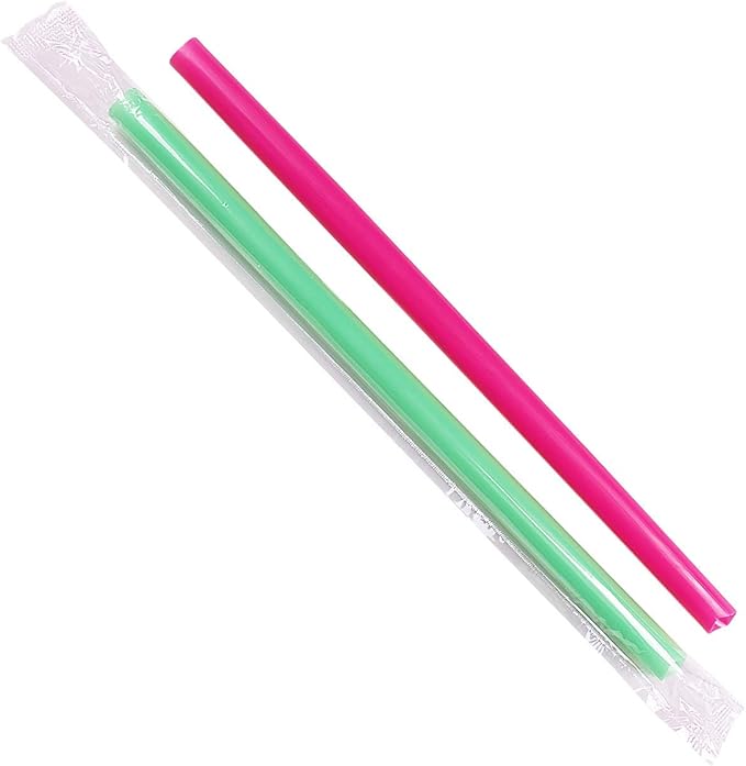 Karat [1600 ct] 9 Boba Straws (10mm Diameter) Individually Wrapped Assorted Solid Colors (C9060s)