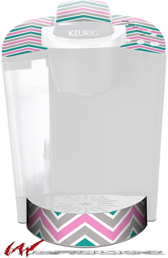 Decal Style Vinyl Skin compatible with Keurig K40 Elite Coffee Makers Zig Zag Teal Pink and Gray (COFFEE MAKER NOT INCLUDED)