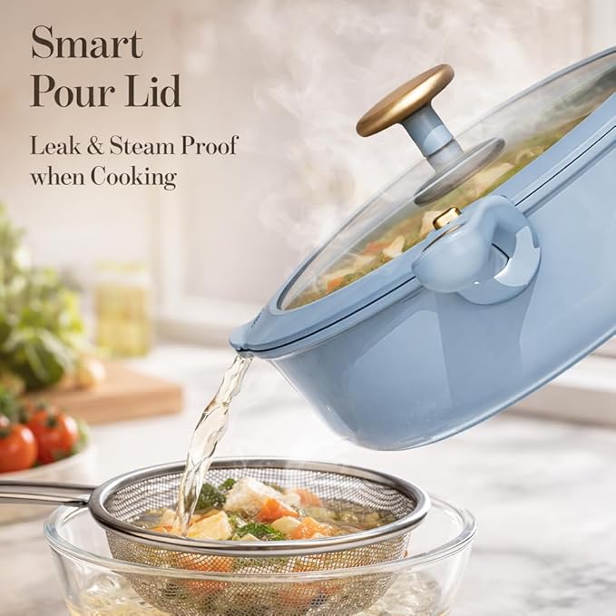 CAROTE 18Pcs Titanium Reinforced Nonstick Pots and Pans Set Nonstick Cookware Set with Detachable Handle Induction Kitchen Cookware Sets Removable Handles Dishwasher Safe Oven Safe Blue