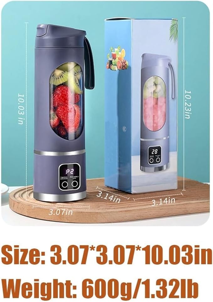 Digital Display Juicer - Smart LED Display 3 Speed Settings Fresh Juice Cup Multi-Functional Blender USB Charging Portable Juicer Suitable for Making Milkshakes and Smoothies(Army Green)
