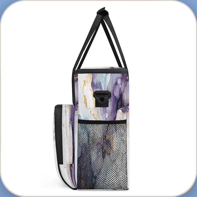 Beautiful Marble Themed Coffee Maker Carrying Bag Compatible with K-Mini or K-Mini Plus Portable Single Cup Coffee Maker Case with Pockets for K Cup Pods