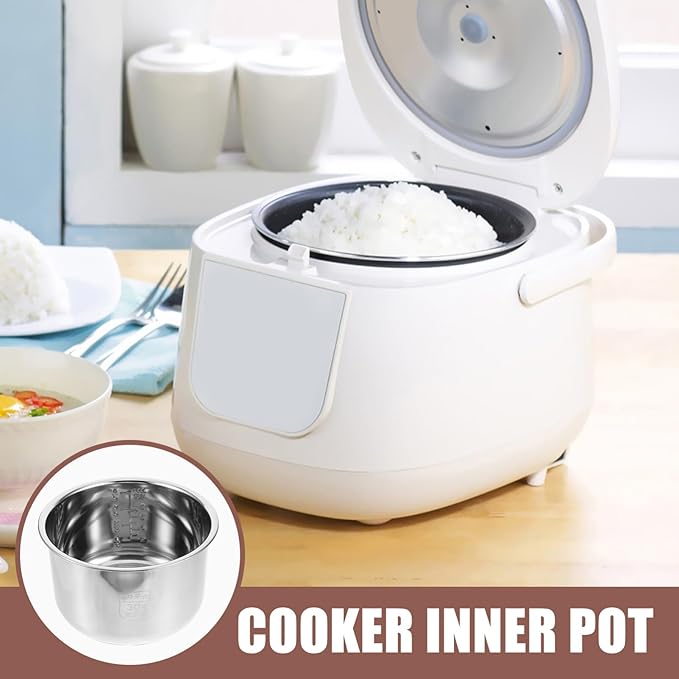 Baluue Stainless Steel Rice Cooker Inner Pot 4L Widely Compatible Easy Clean Suitable for Home Use Silver Household Rice Cooker Inner Pot 8.66x8.66x5.19 Inches
