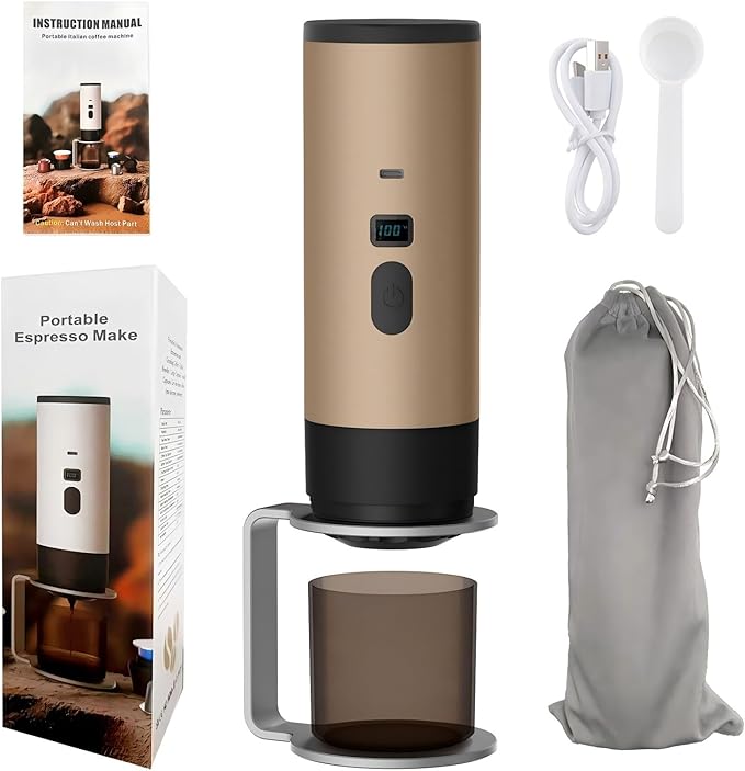 3-in-1 Single Serve Coffee MakerWireless Protable Coffee Machine Vacuum Pressured AvailableAutomatic Extraction and Real-time Heating Vacuum Coffee Maker for TravellingValentines GiftGold