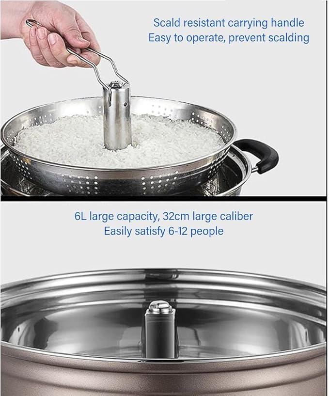 6L Large Capacity Rice Cooker – Electric Hot Pot with Lifting Fast Cooking Function Suitable for Steaming Rice Eggs &amp Hot Pot Use(Color:Coffee)