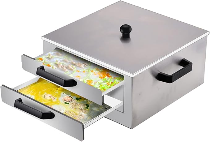 Food-Grade Stainless Steel Rice Noodles Steamer - 2-Layer Rice Noodle Rolls Maker Cantonese Cuisine Roll Cooker with 3 Trays