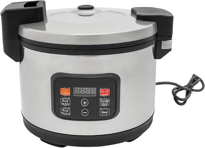 Large Capacity Commercial Rice Cooker &amp Warmer with Nonstick Inner Pot 13.74Qt Multi-function Electric Rice Cooker | LED Display | Timer Setting | Smart Preset from 30 min-24 Hrs