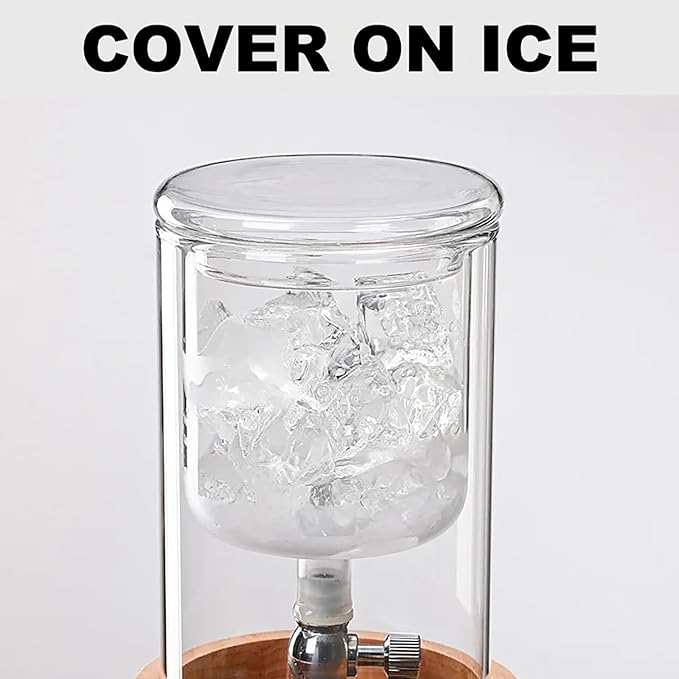Ice Drip Coffee PotCold Brew Coffee MachineCold Drip Coffee Cold Brew Drip Tower500ML/17oz Double Glass Cold Brew Iced Coffee BrewerKitchen Bar Drip Pot Ice Cold Drinking Pot