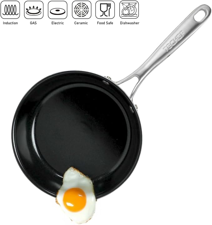 TeChef ValenCera Collection | Ceramic Nonstick Frying Pan Skillet Set Nontoxic - Nontoxic - Free of PFAS PFOA PTFE (Frying Pan/Skillet Set 8 and 12)