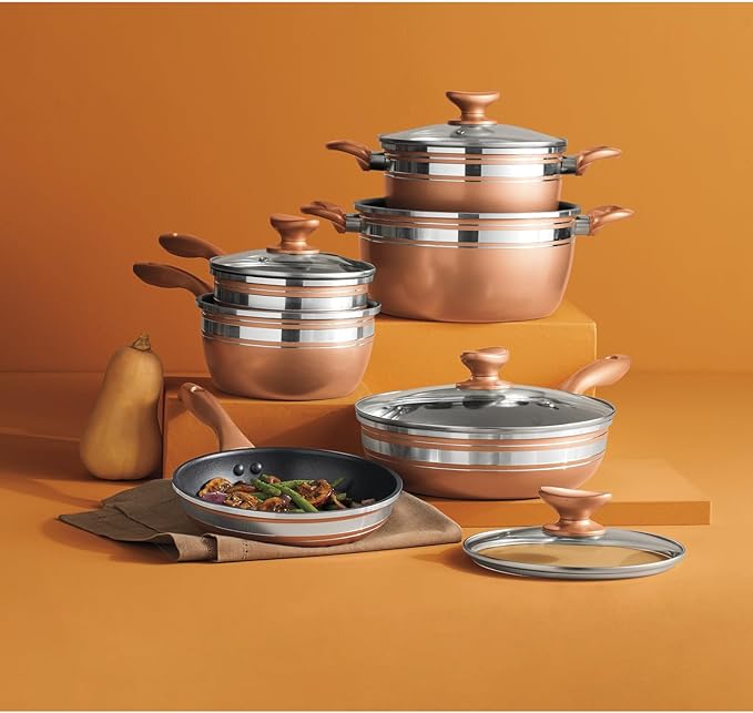 Montgomery Ward 10-Piece Chef Tested Banded Cookware Set Bronze