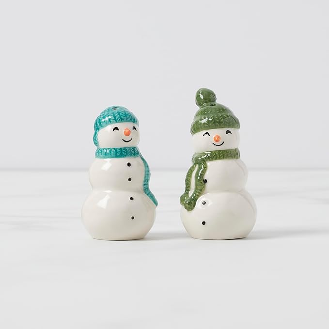 Lenox 895171 Balsam Lane Snowman Salt &amp Pepper Set 2-Piece Christmas &amp Holiday Hosting