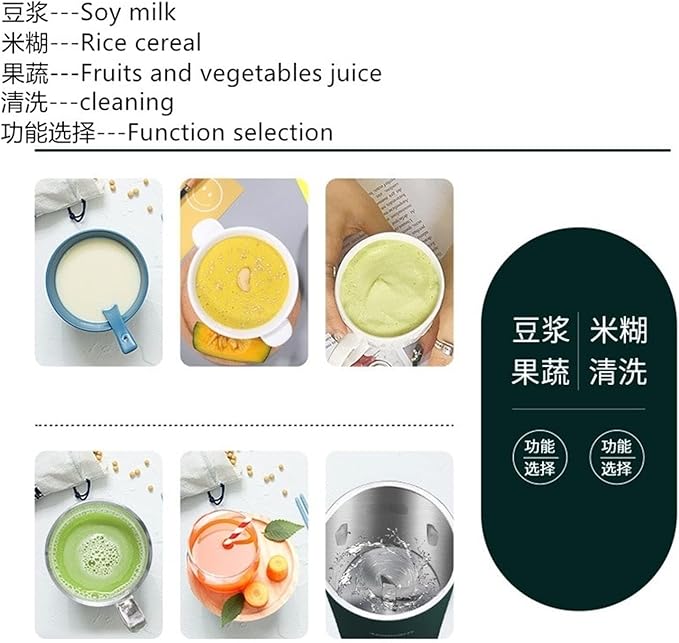 Electric Soybean Milk Grinder &amp Juicer 350ML Mini Blender with Heating Function 220V Stainless Steel Liner(Type FUK-220)