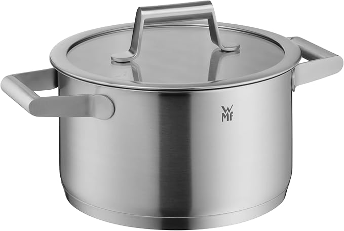 WMF Comfort Line Advantage Saucepan Set - 5-Piece Induction Cooking Pot With Glass Lid Cromargan Matte Stainless Steel Scale Stackable Uncoated
