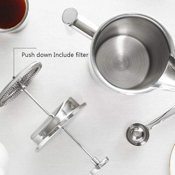Coffee Maker with Stainless Steel Filter Coffee Pot French Press System with The Double Walls are Made of 18/10 Stainless Steel 800ml