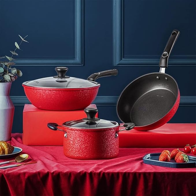 3 Piece Cookware Set Household Pot Wok Frying Soup Nonstick Kitchen Pot Set Combination Pot Pot Pot Soup Pot