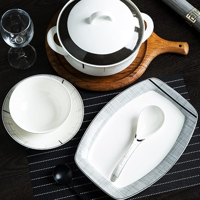 60 Piece Porcelain Dinnerware Set For 10 People Northern European Style Plate And Bowl Collection Plate Set