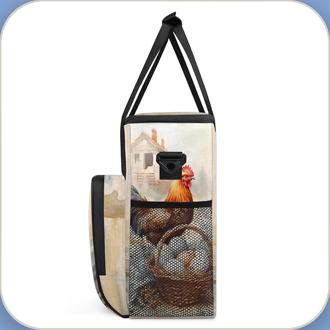Easter Egg Rooster Coffee Maker Carrying Bag Portable Travel Storage Tote Bag Compatible with K-Mini or K-Mini Plus Single Serve Coffee Brewer Carrying Case with Multiple Pockets &amp Shoulder Stra
