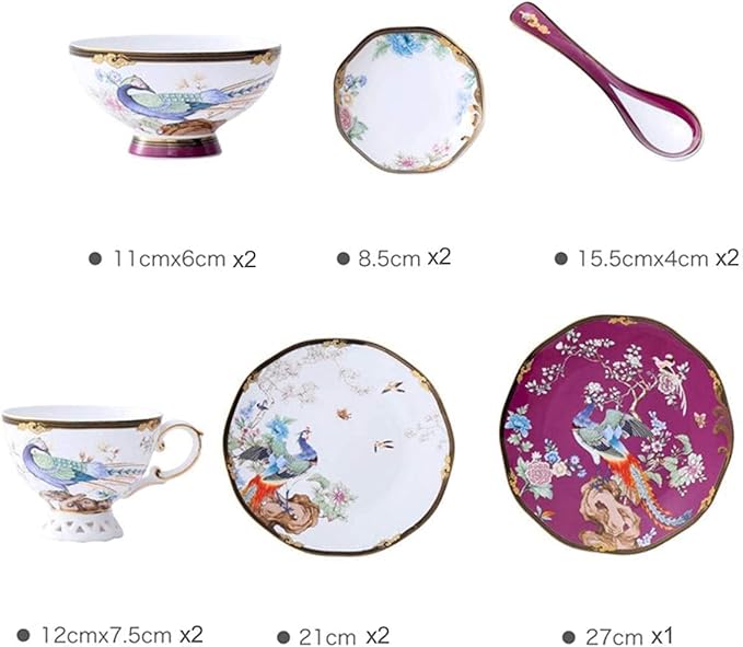 Dinnerware Sets Dish Set11pcs Bone China Tableware Set Ceramic Set Bowls and Plates Luxury Cups and Plates SetService for 1