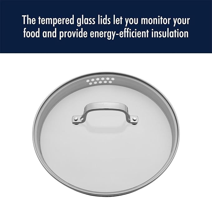 Clad H3 10-pc Induction Ceramic Nonstick Pot and Pan Set Stainless Steel Durable and Easy to clean