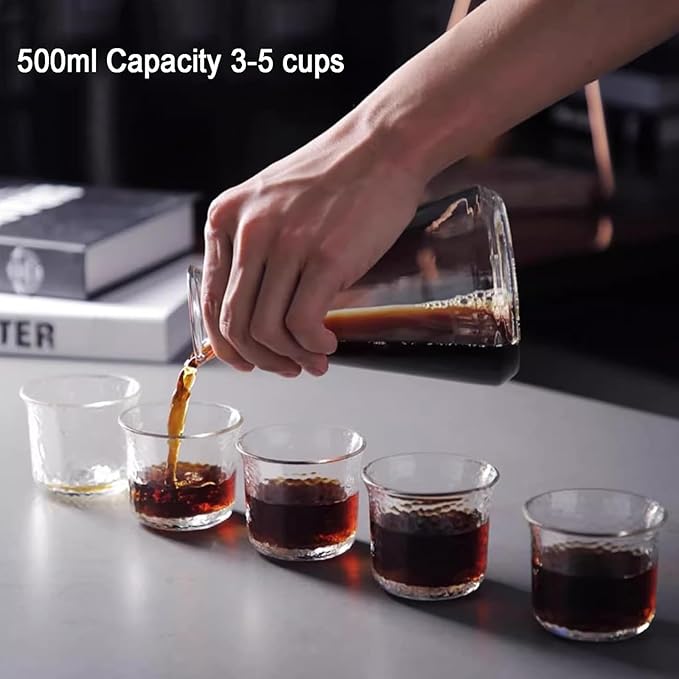 Ice Drip Brewer Ice Drip Coffee Maker with 500ml Borosilicate Glass Pot Stainless Steel Frame &amp Adjusting drip rate valve Slow Drip Technology for Coffee Lover to Make 3-5 Cups