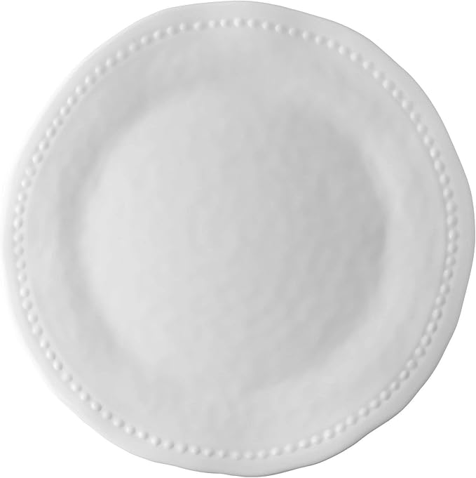 UPware 12 Piece Pebble Melamine Dinnerware Sets Outdoor Dishes Set Plates and Bowls Sets Service for 4 White
