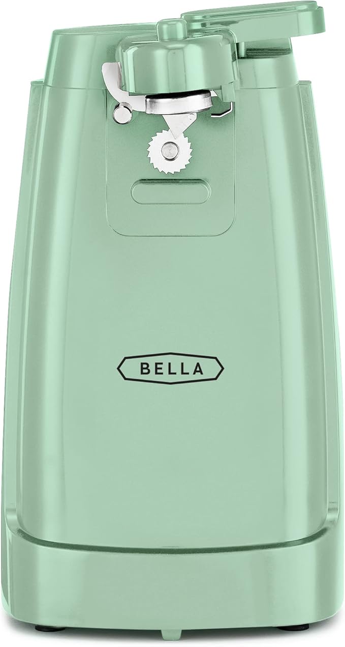 BELLA 2 Slice Toaster with Auto Shut Off - Extra Wide Slots &amp Removable Crumb Tray and Cancel &amp Electric Can Opener and Knife Sharpener Multifunctional Jar and Bottle Opener