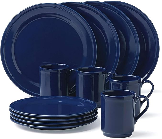 Lenox Kate Spade New York All in Good Taste Scallop 12 Piece Set Navy 4 Dinner 4 Salad 4 Mug New in box