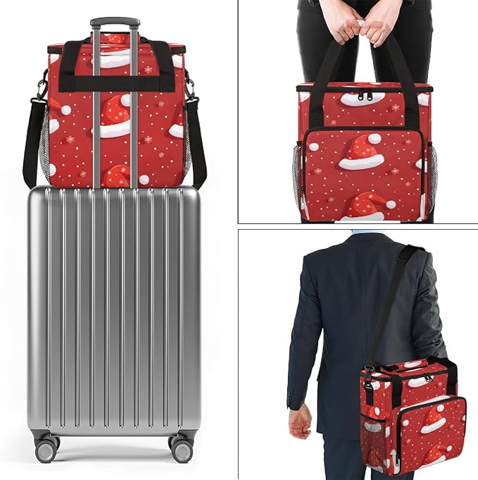 Christmas Hat Coffee Maker Carrying Bag Fantastic Hat Travel Storage Bag Compatible with K-Mini or K-Mini Plus Single Serve Coffee Brewer Carrying Case with Multiple Pockets &amp Shoulder Strap