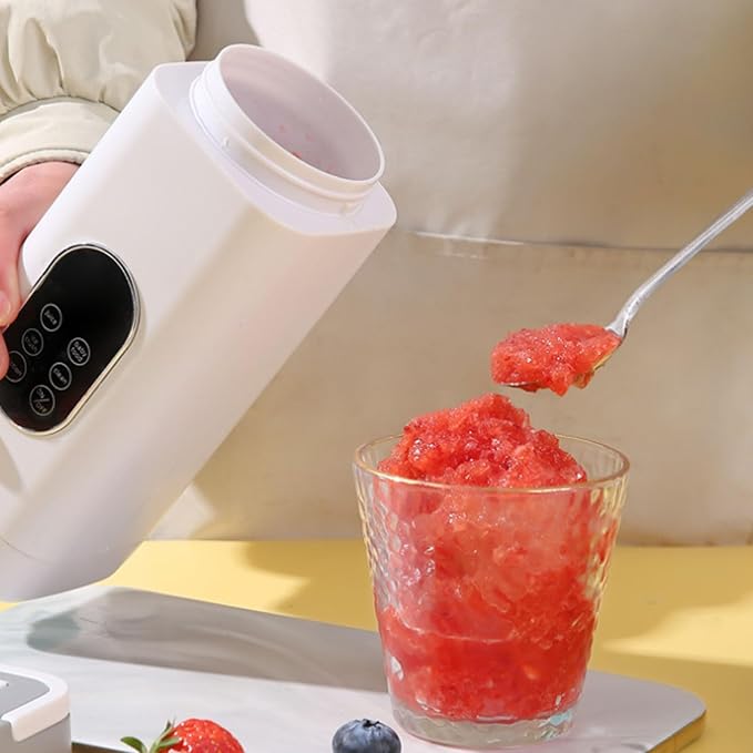 Portable Blender USB Rechargeable 12 Blades Digital Display Smoothie Maker Personal Juice Blender with 420ML Cup for Home Office Travel (White)