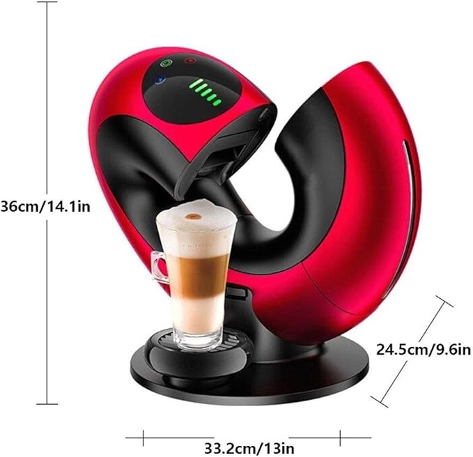 JITUIHOM Creative Automatic Capsule Coffee Machine with Milk Frother - Intelligent Touch Maker for Home Use Black 1000ml(Red)