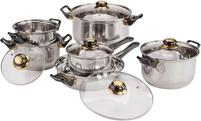 Deluxe 12 Pc. Stainless Steel Cookware Set