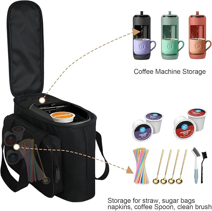 Carrying Bag for Keurig K-Mini Mate Single Serve Coffee Maker Portable Single Serve Coffee Maker Travel Carrying Case Thick Padded for Protection Storage Tote Bag for Coffee Machine
