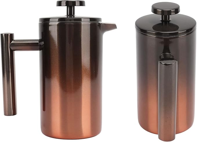 Stainless Steel Insulated French Press Coffee Maker 350ml Double Layer Metal French Press Tea Maker with Filter for Kitchen Camping Dishwasher Safe (350ml)