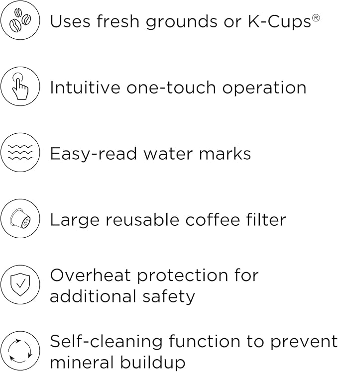 Chefman InstaCoffee Max The Easiest Way to Brew the Boldest Single-Serve Coffee Use Fresh And Flavorful Grounds or K-Cups With A Convenient Built-In Lift Grey