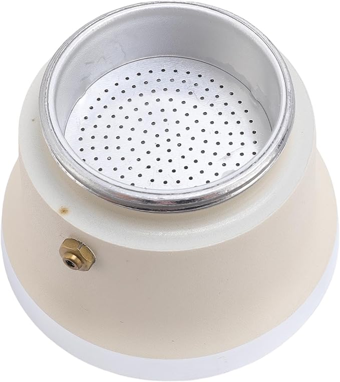 FILFEEL Elegant 3-Cup Stovetop Coffee Maker with Wooden Handle Aluminum Percolator Pot for Home (White)