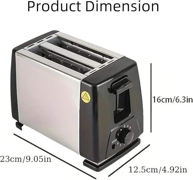 Bread Toaster Electric Compact Mini Toasters 2 Slice Automatic Toaster with 6 Browning Settings Extra Wide Slots For Bagels and Special Breads Easy-to-Clean 750W (Black)