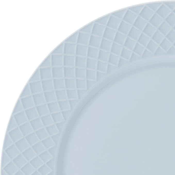 Mikasa Trellis Pastel Bone China Lightweight Chip Resistant 12 Piece Dinnerware Set Service for 4 Misty Blue