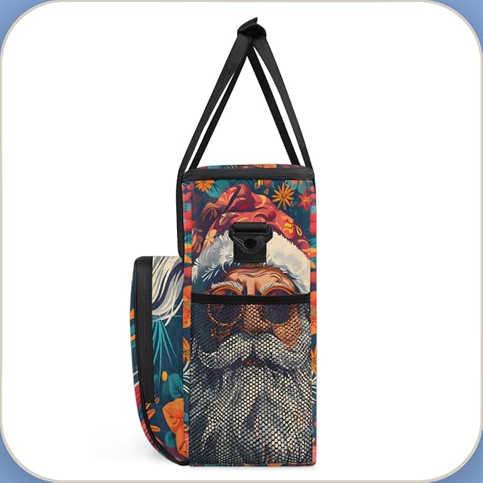 Cute Santa Claus Coffee Maker Carrying Bag Bright Santa Claus Travel Storage Bag Compatible with K-Mini or K-Mini Plus Single Serve Coffee Brewer Carrying Case with Multiple Pockets &amp Shoulder S